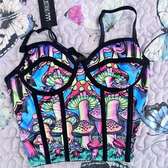 Dolls Kill Multicolor Mushroom top - Picture 1 of 2